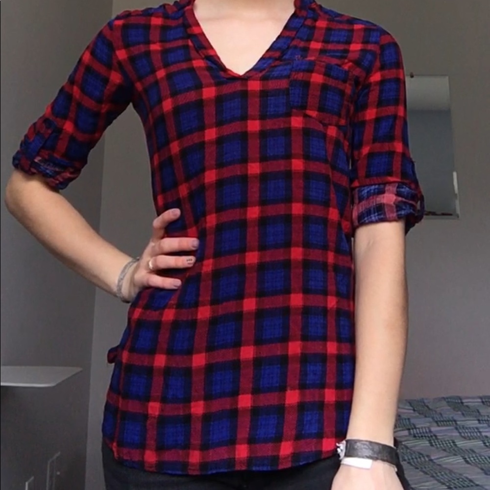 Red and blue flannel shirt